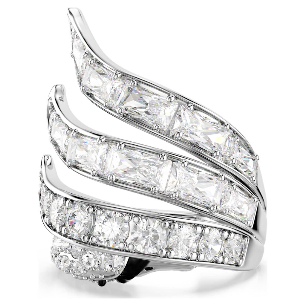 Swarovski Vienna cocktail ring Mixed cuts, Swan, White, Rhodium plated