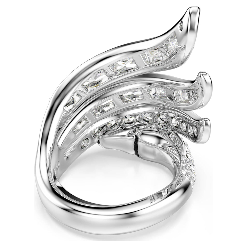 Swarovski Vienna cocktail ring Mixed cuts, Swan, White, Rhodium plated