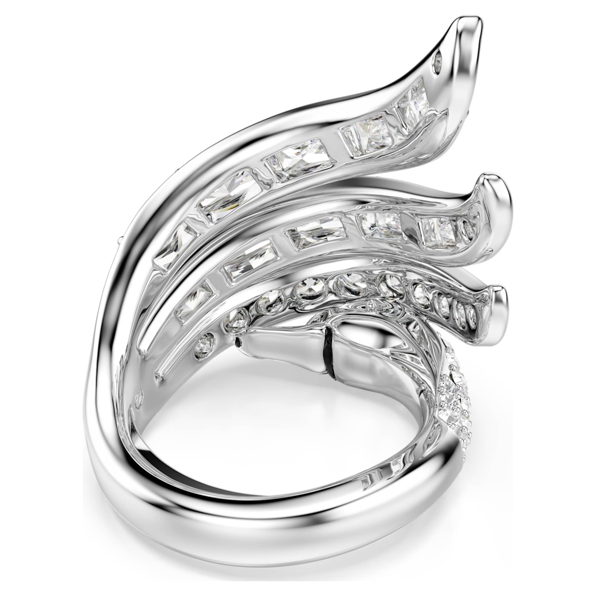 Swarovski Vienna cocktail ring Mixed cuts, Swan, White, Rhodium plated