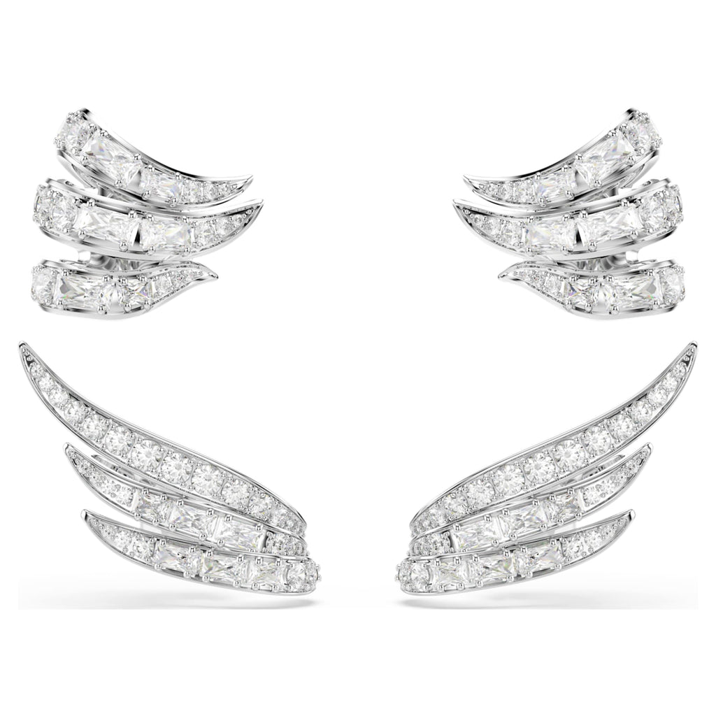 Swarovski Vienna ear cuffs Mixed cuts, Swan, White, Rhodium plated