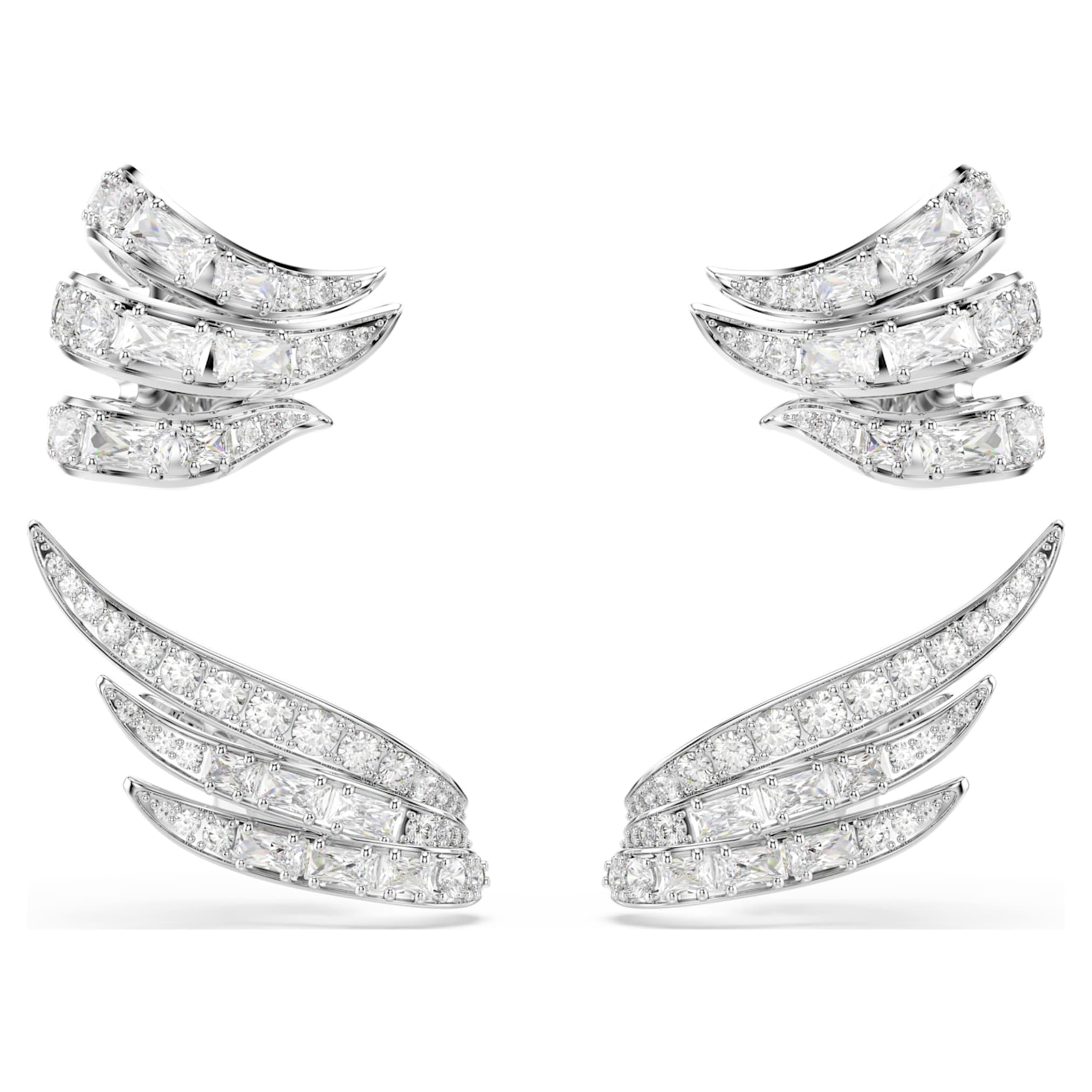 Swarovski Vienna ear cuffs Mixed cuts, Swan, White, Rhodium plated