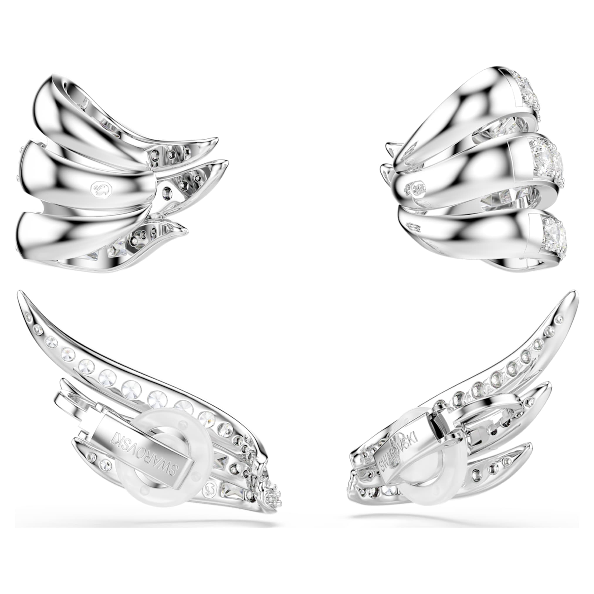 Swarovski Vienna ear cuffs Mixed cuts, Swan, White, Rhodium plated