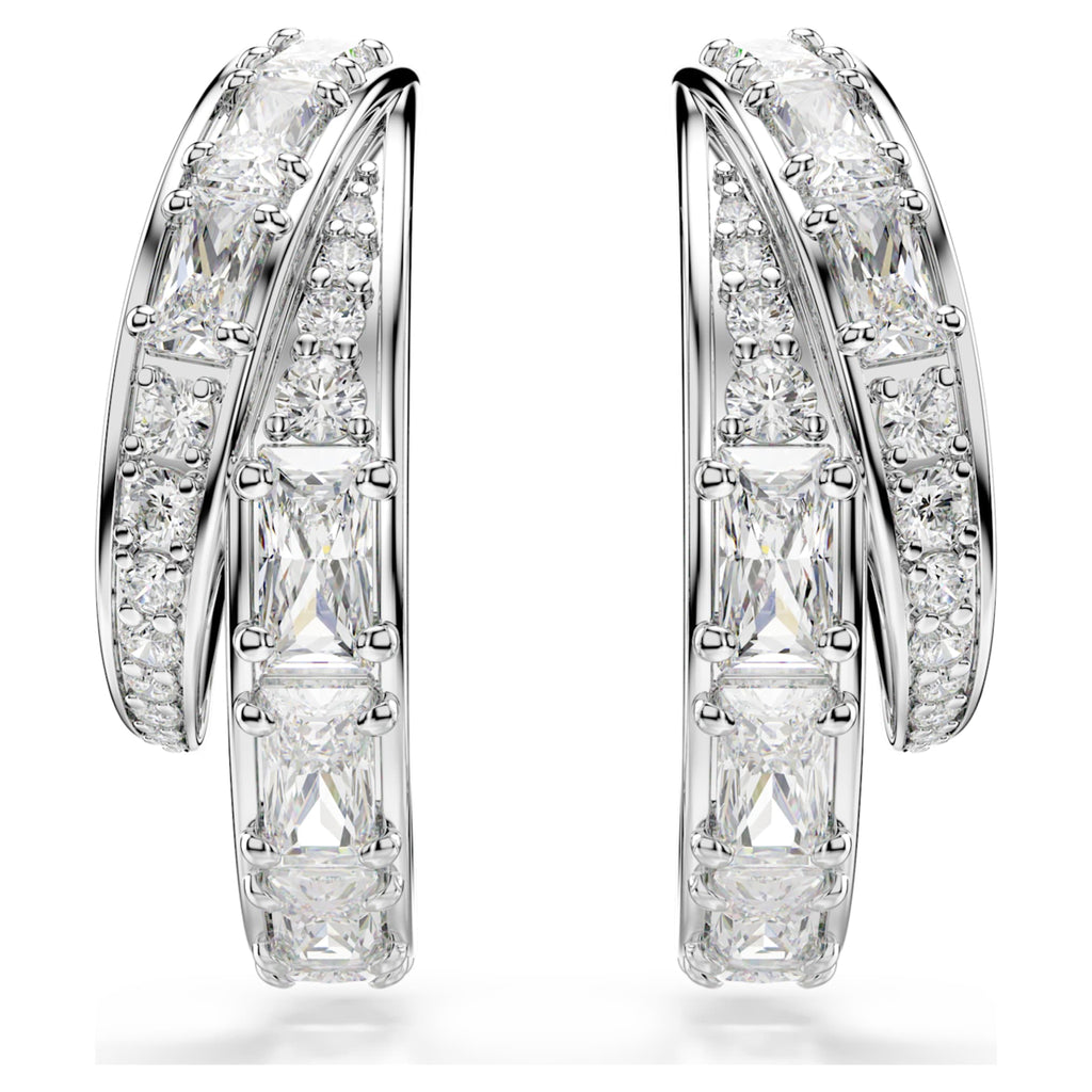 Swarovski Vienna hoop earrings Mixed cuts, White, Rhodium plated