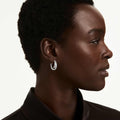 Swarovski Vienna hoop earrings Mixed cuts, White, Rhodium plated