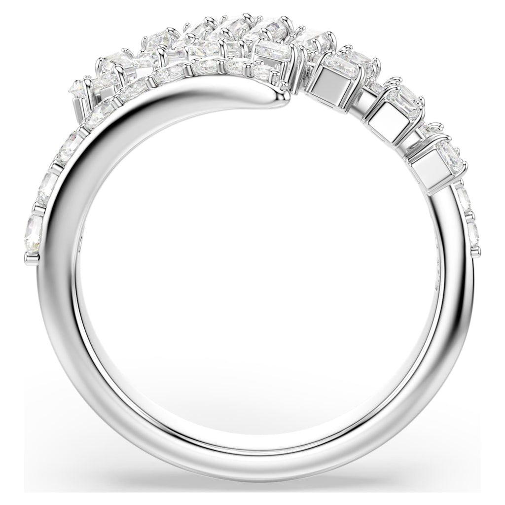 Swarovski Vienna open ring Mixed cuts, Feather, White, Rhodium plated