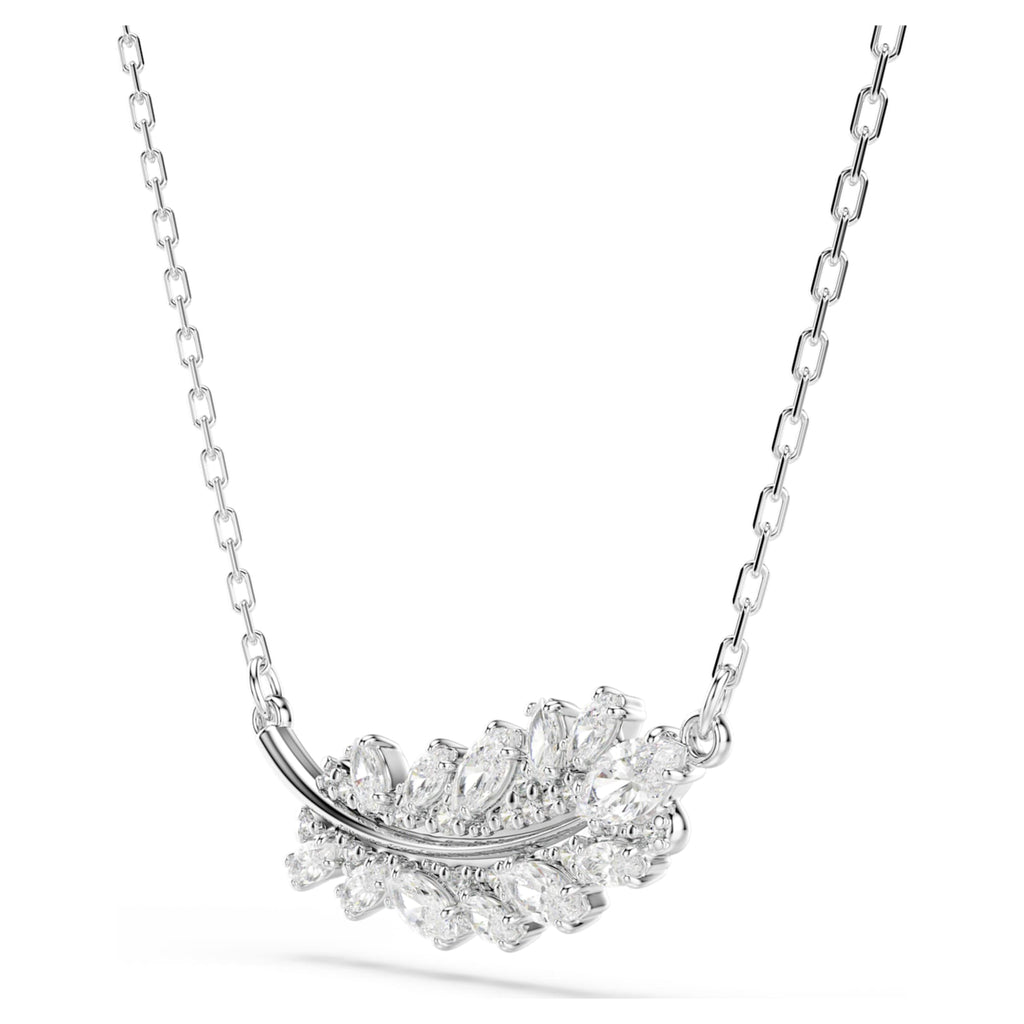 Swarovski Vienna pendant Mixed cuts, Feather, White, Rhodium plated