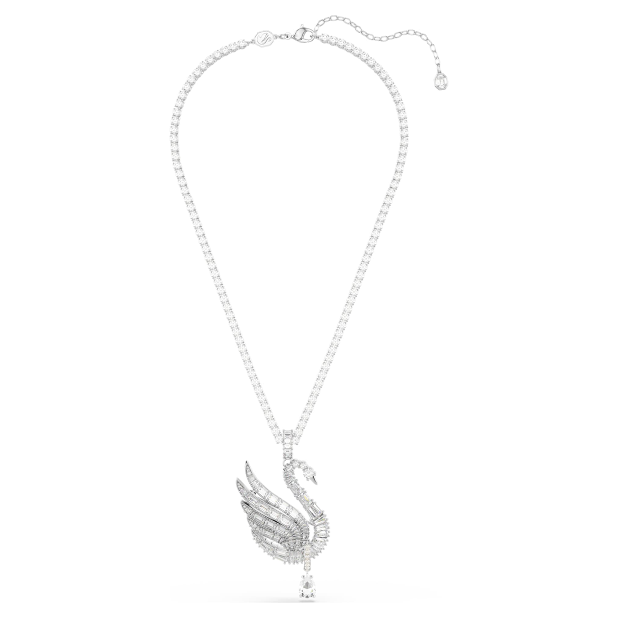 Swarovski Vienna pendant and brooch Mixed cuts, Swan, White, Rhodium plated