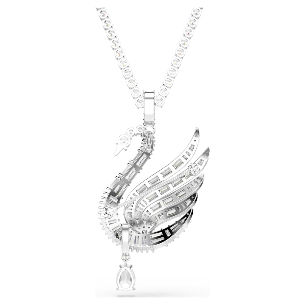 Swarovski Vienna pendant and brooch Mixed cuts, Swan, White, Rhodium plated