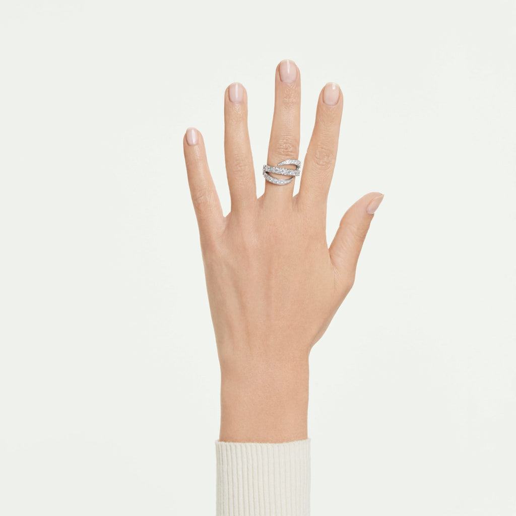Swarovski Vienna ring Mixed cuts, Swan, White, Rhodium plated