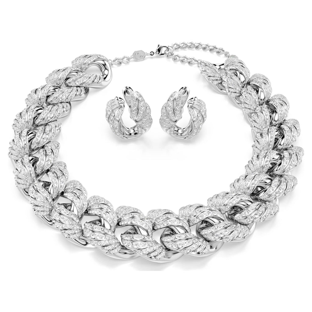 Swarovski Vienna set Set (2), Mixed cuts, White, Rhodium plated