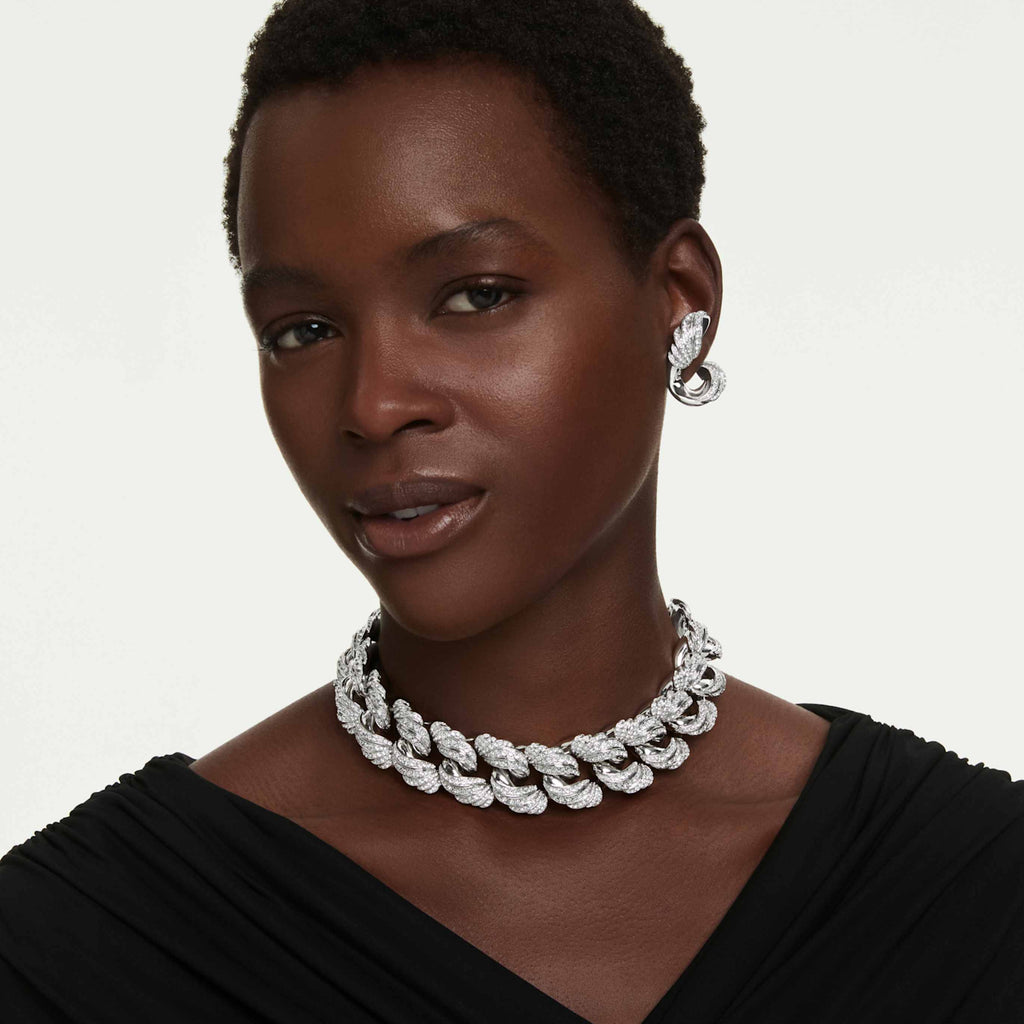 Swarovski Vienna set Set (2), Mixed cuts, White, Rhodium plated