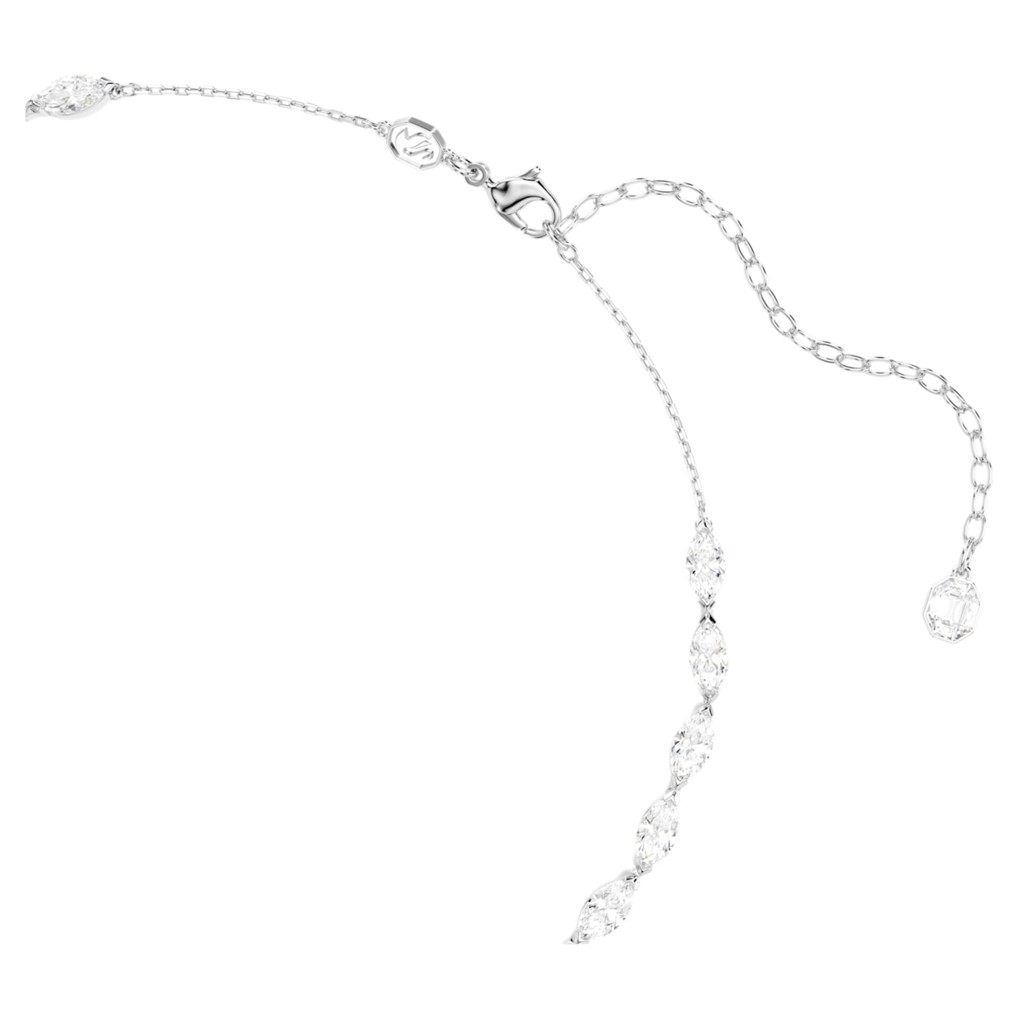 Swarovski Vienna Y necklace Mixed cuts, Feather, White, Rhodium plated