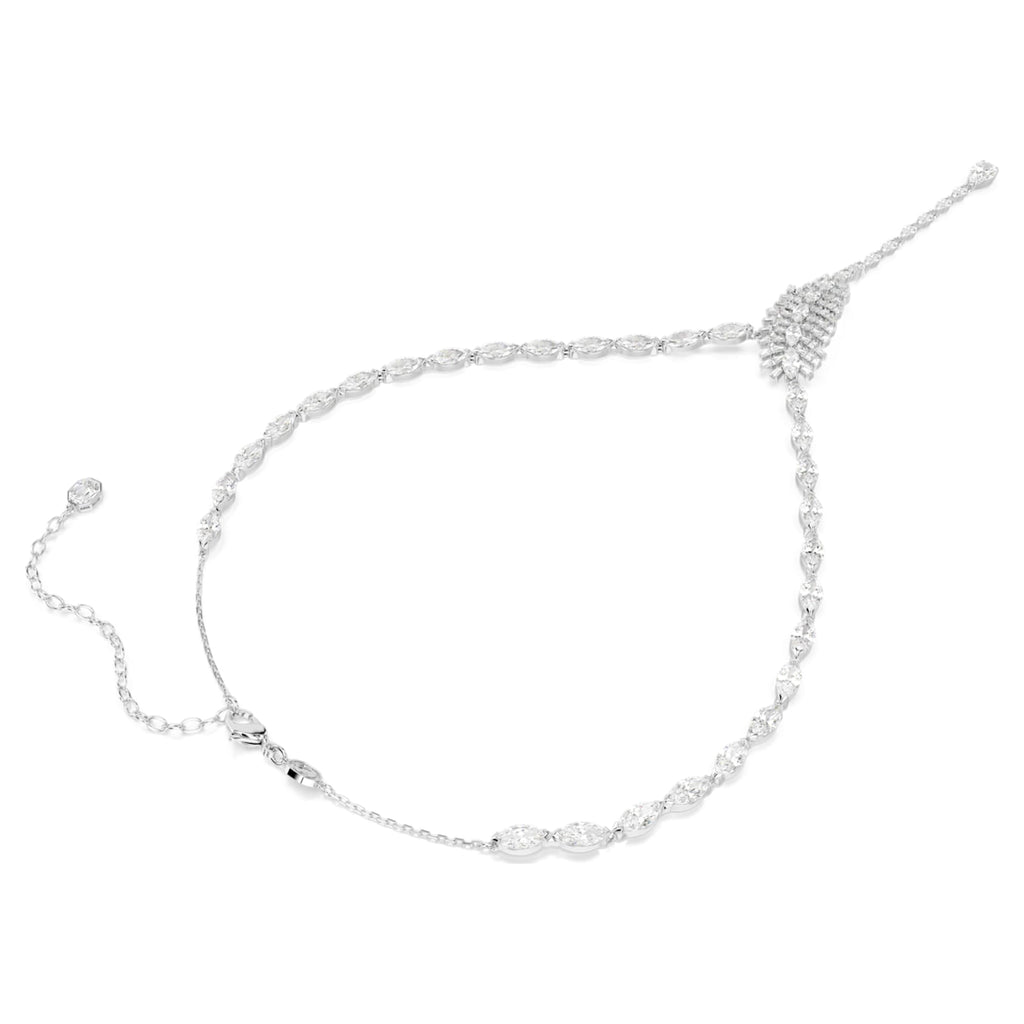 Swarovski Vienna Y necklace Mixed cuts, Feather, White, Rhodium plated
