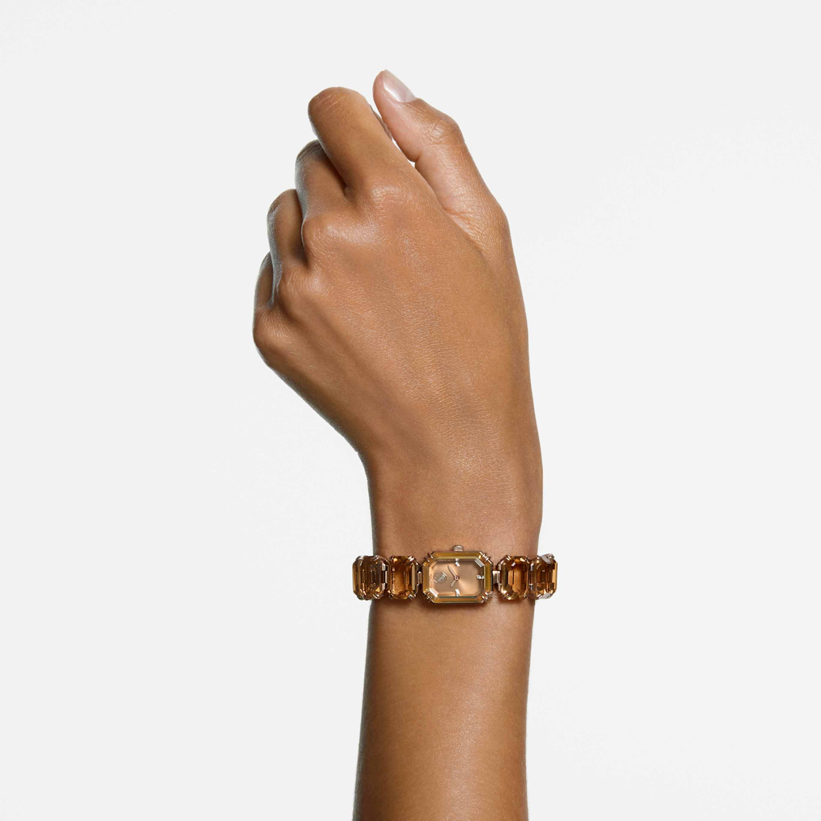 Swarovski Watch Octagon cut bracelet, Brown, Champagne gold-tone finish