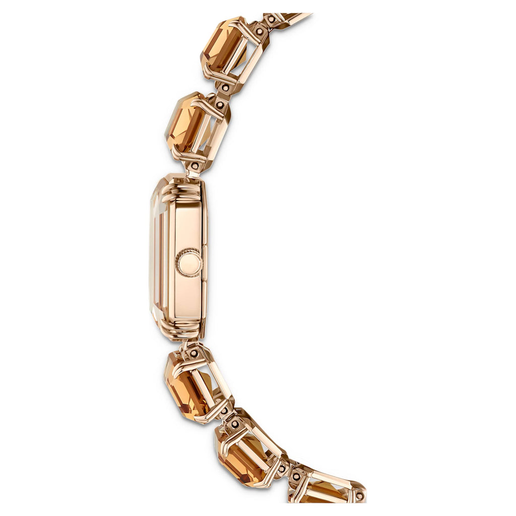 Swarovski Watch Octagon cut bracelet, Brown, Champagne gold-tone finish