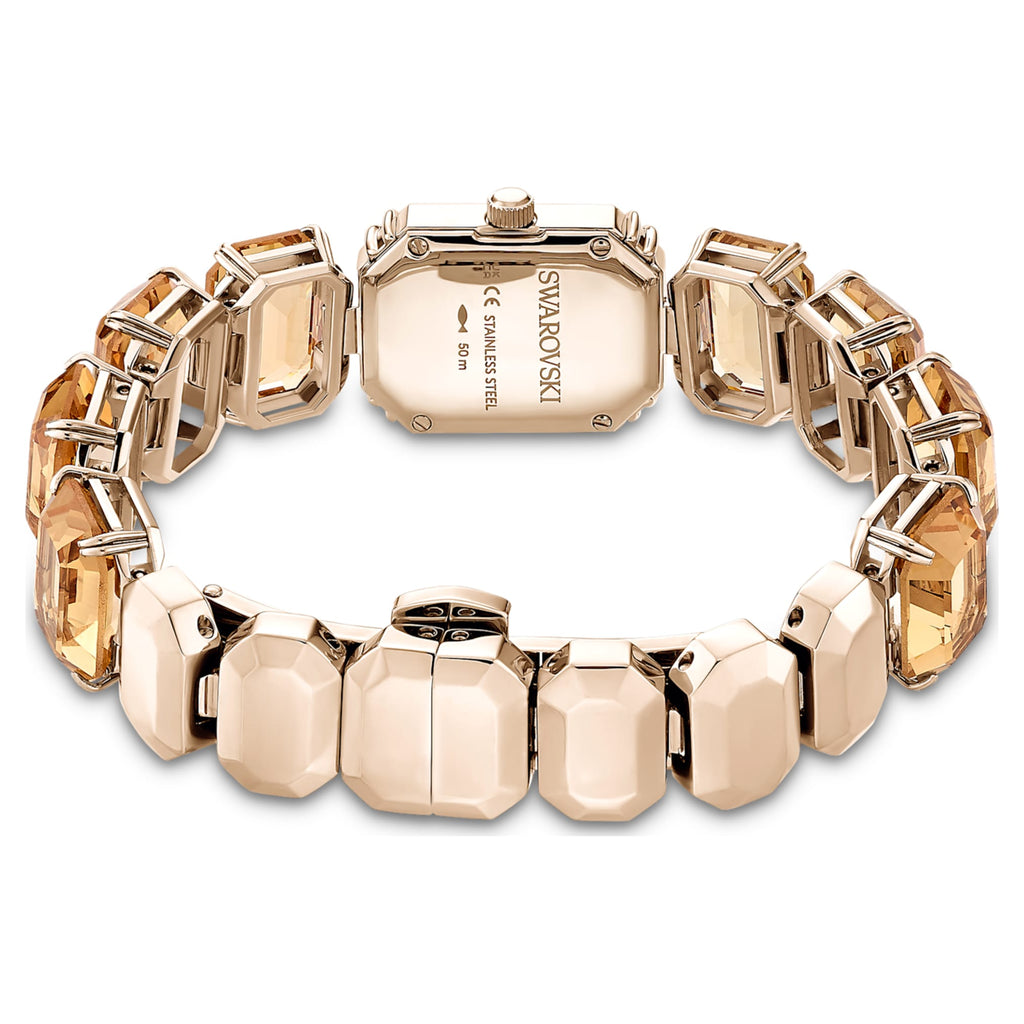 Swarovski Watch Octagon cut bracelet, Brown, Champagne gold-tone finish