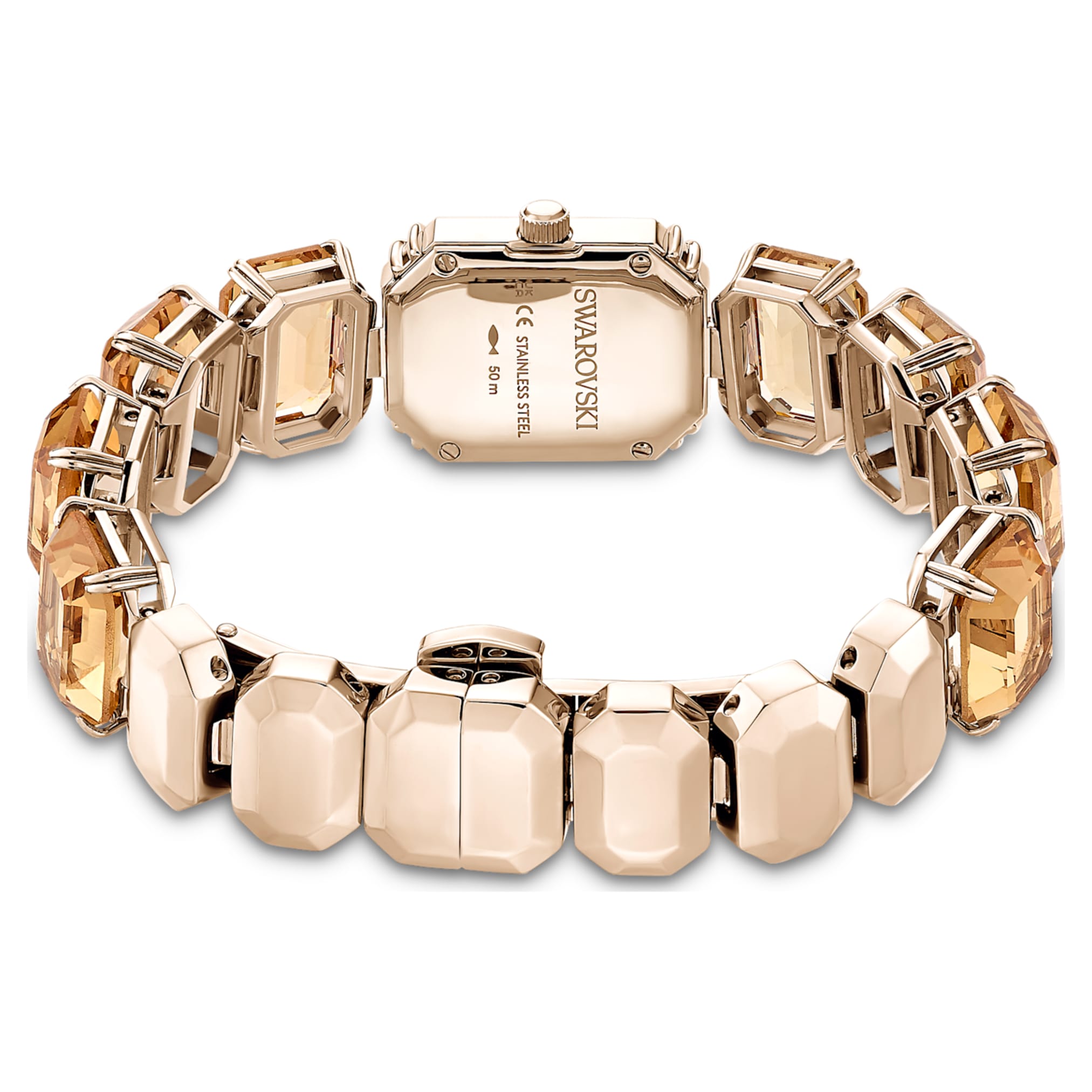 Swarovski Watch Octagon cut bracelet, Brown, Champagne gold-tone finish