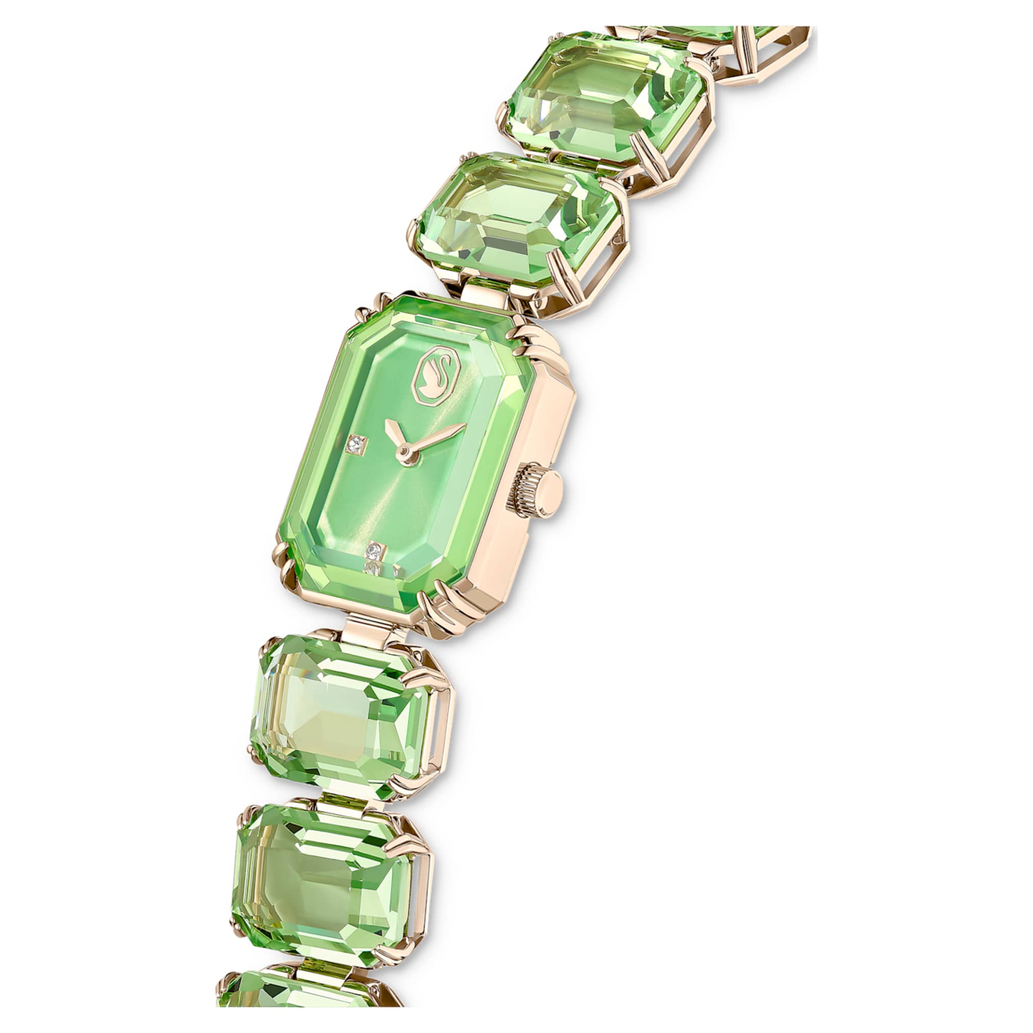 Swarovski Watch Octagon cut bracelet, Green, Champagne gold-tone finish