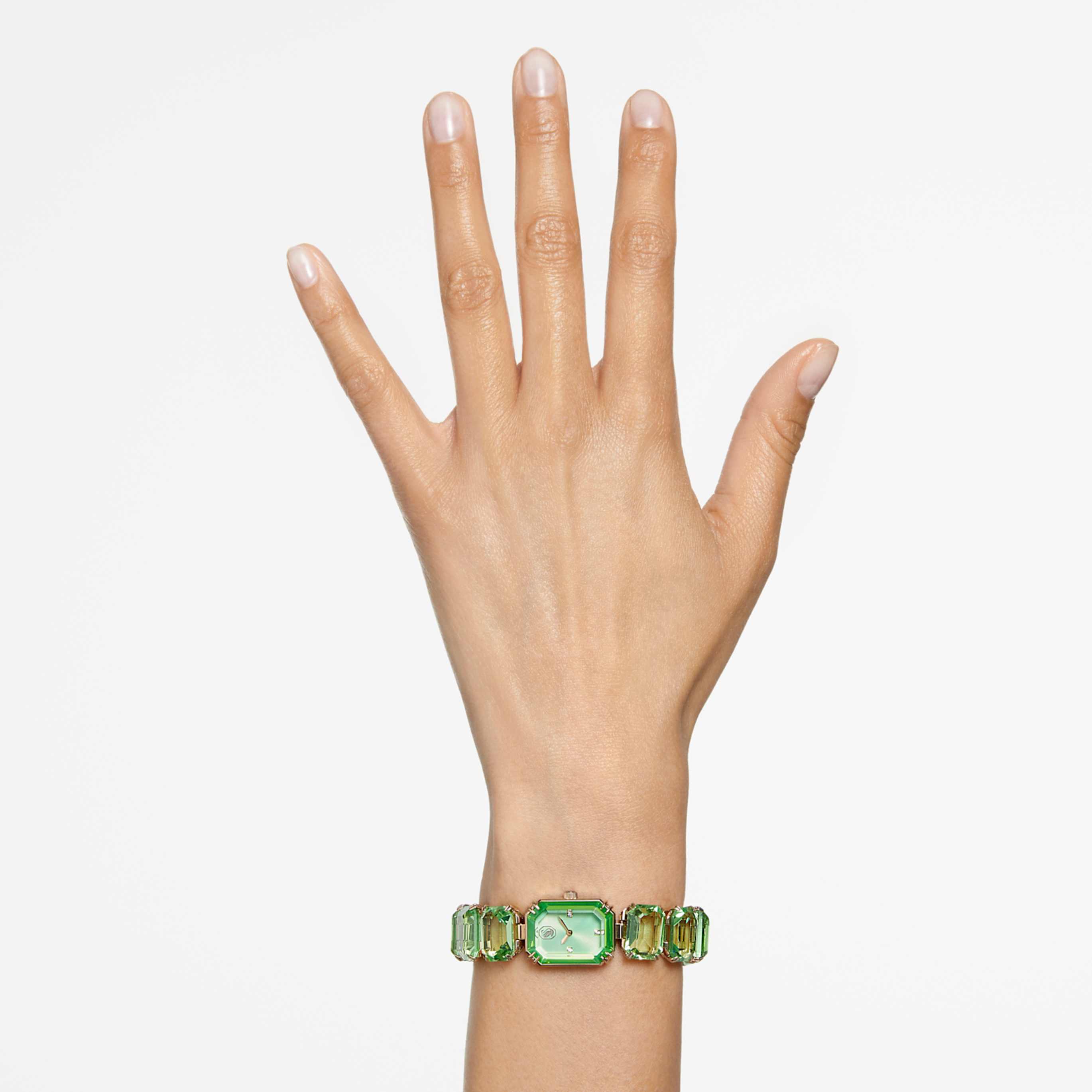 Swarovski Watch Octagon cut bracelet, Green, Champagne gold-tone finish