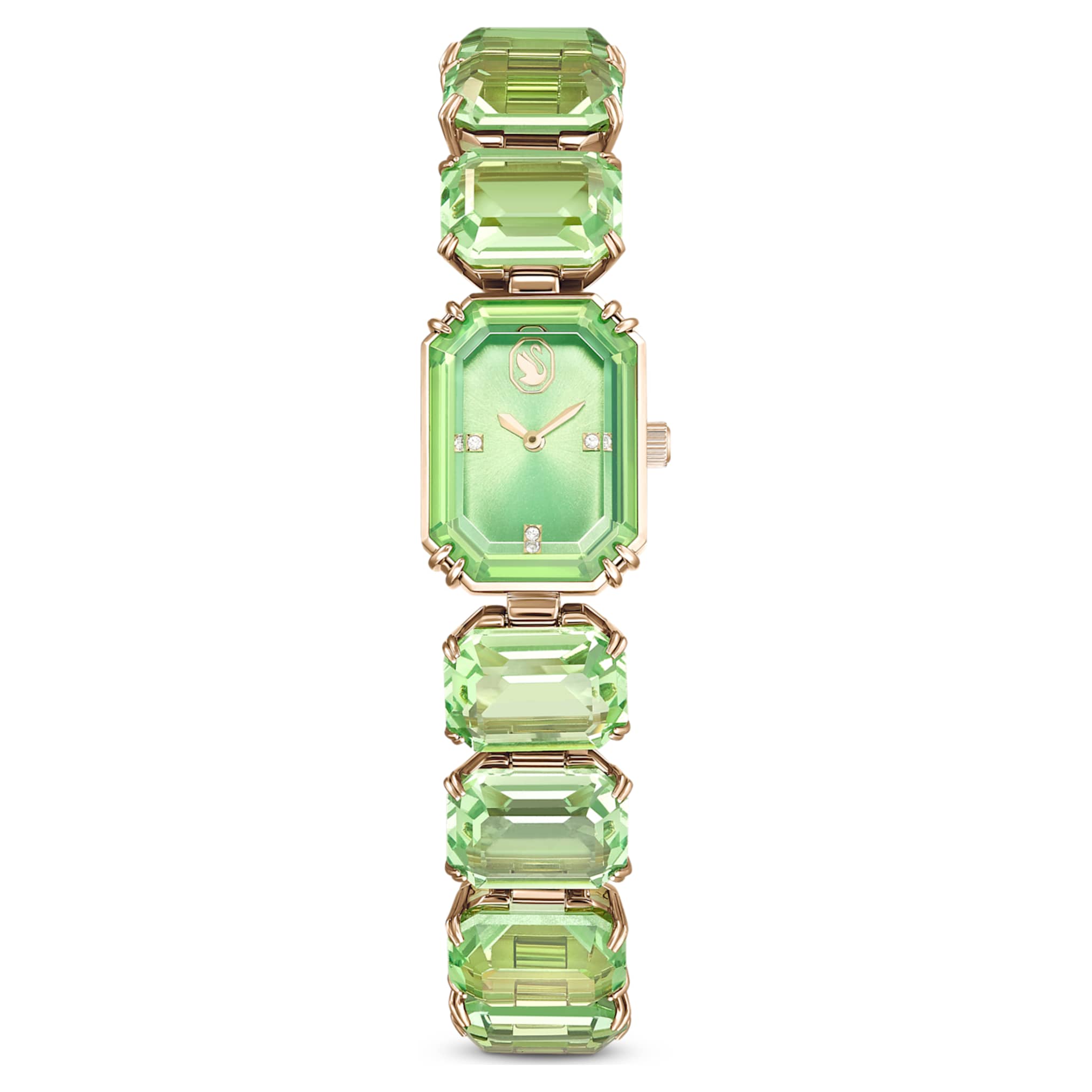 Swarovski Watch Octagon cut bracelet, Green, Champagne gold-tone finish