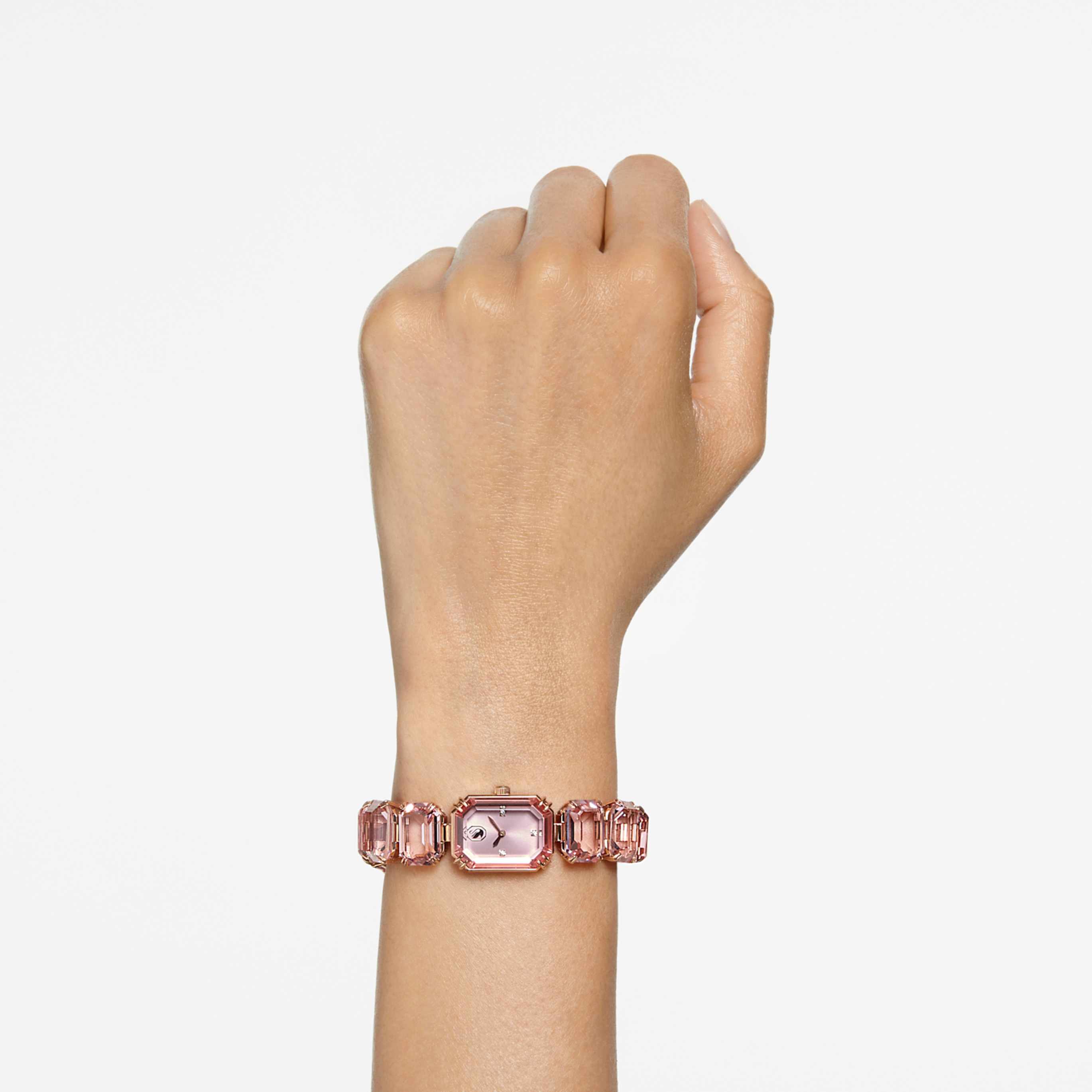 Swarovski Watch Octagon cut bracelet, Pink, Rose gold-tone finish