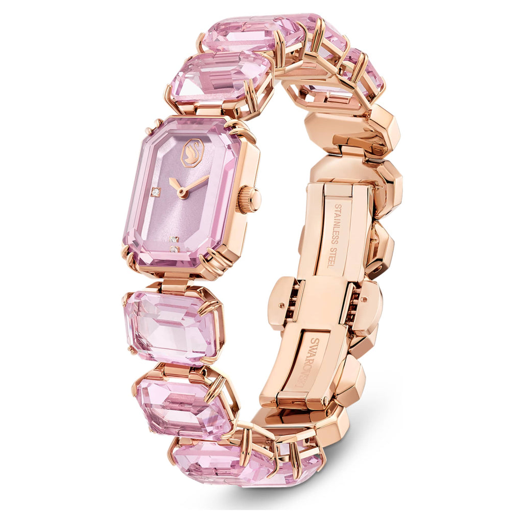 Swarovski Watch Octagon cut bracelet, Pink, Rose gold-tone finish