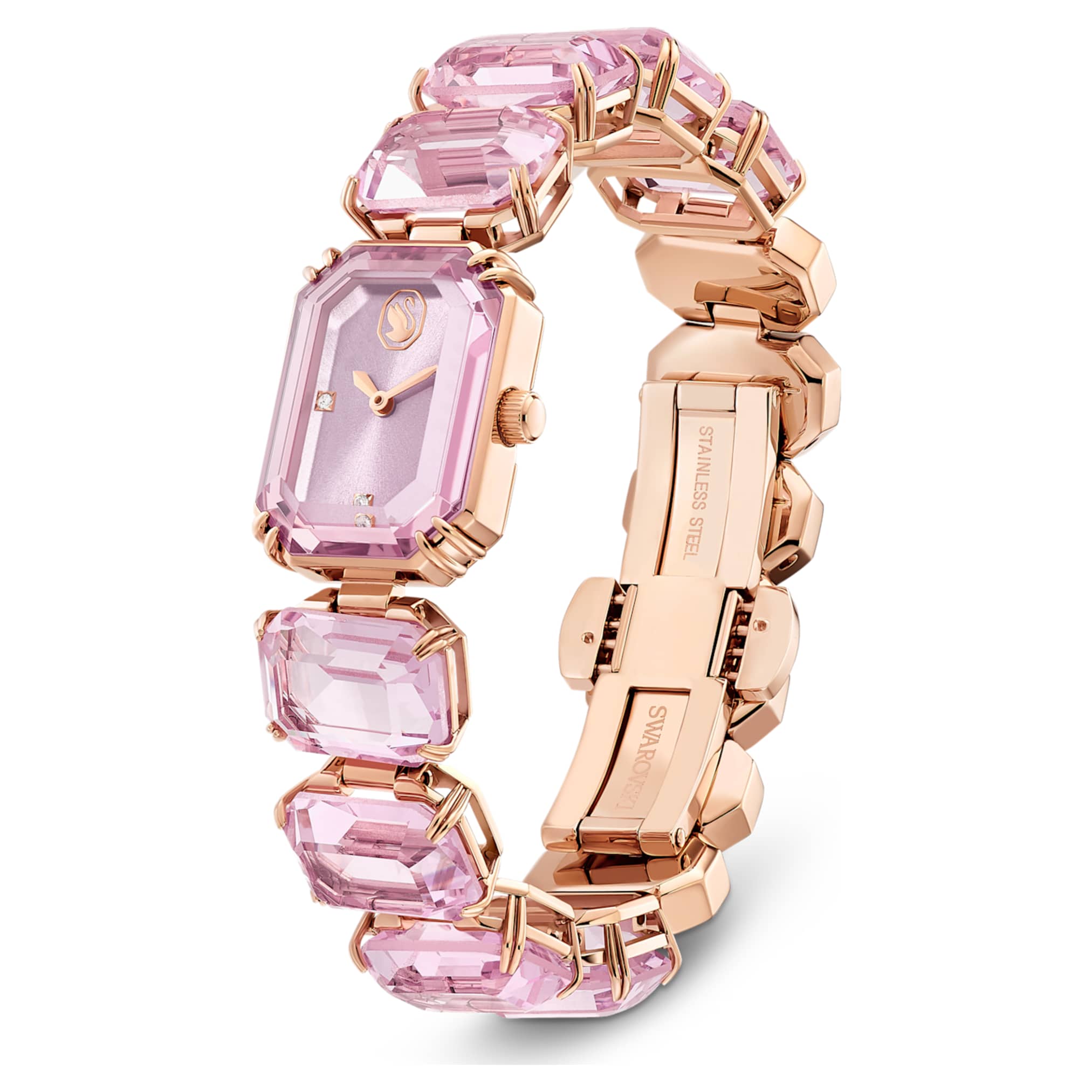 Swarovski Watch Octagon cut bracelet, Pink, Rose gold-tone finish