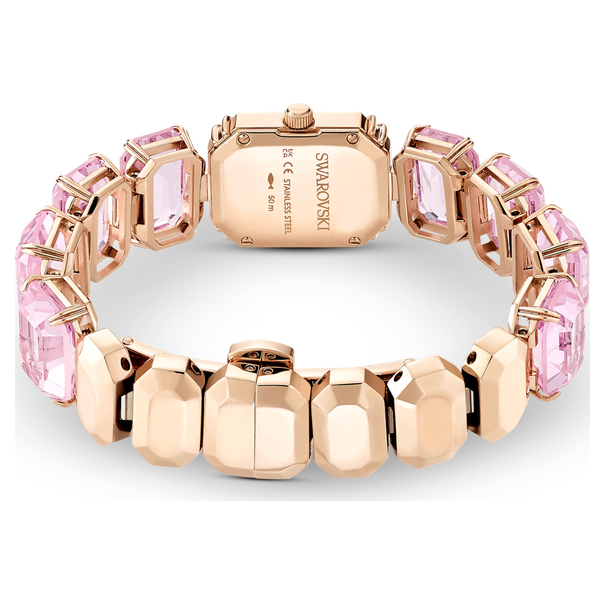Swarovski Watch Octagon cut bracelet, Pink, Rose gold-tone finish
