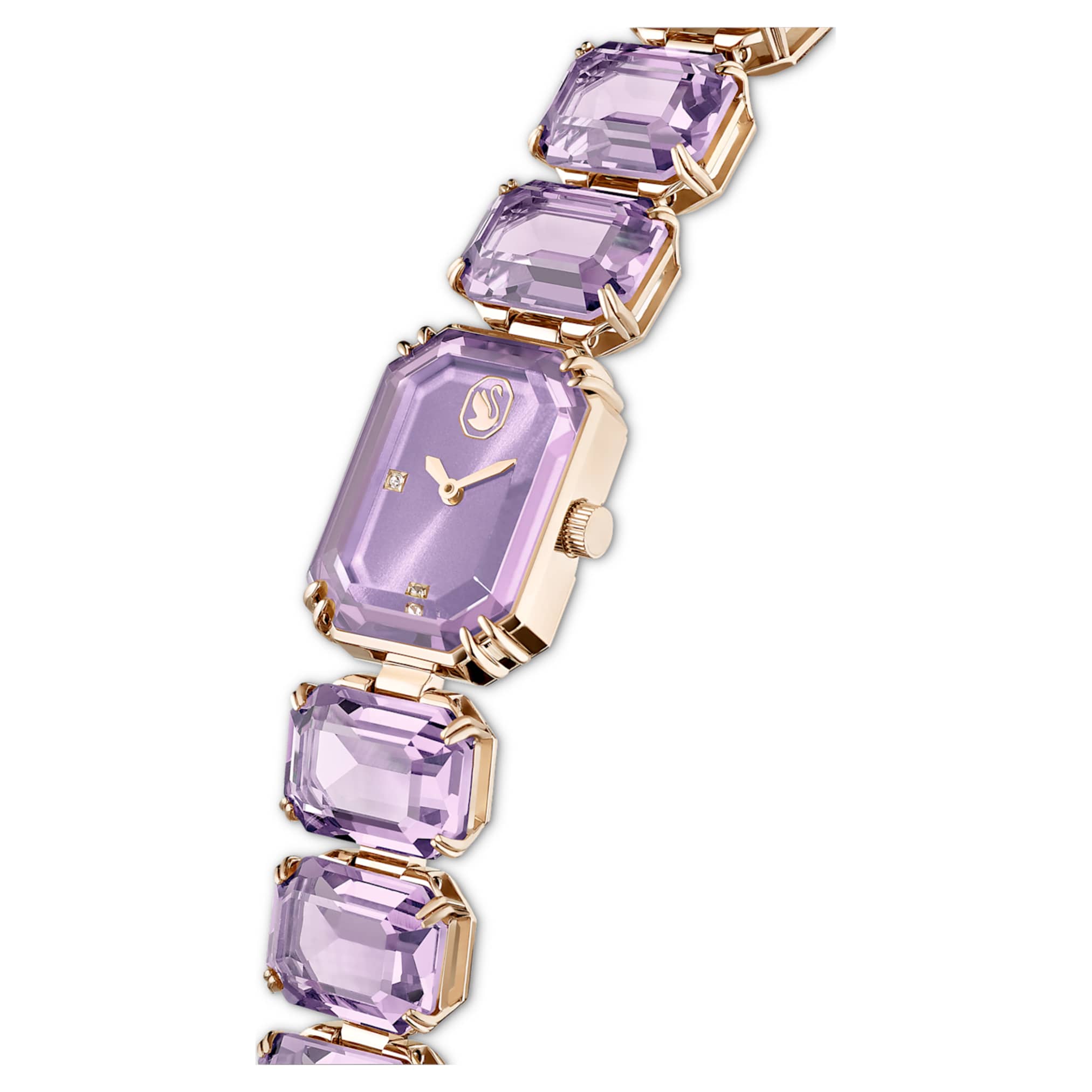 Swarovski Watch Octagon cut bracelet, Purple, Champagne gold-tone finish