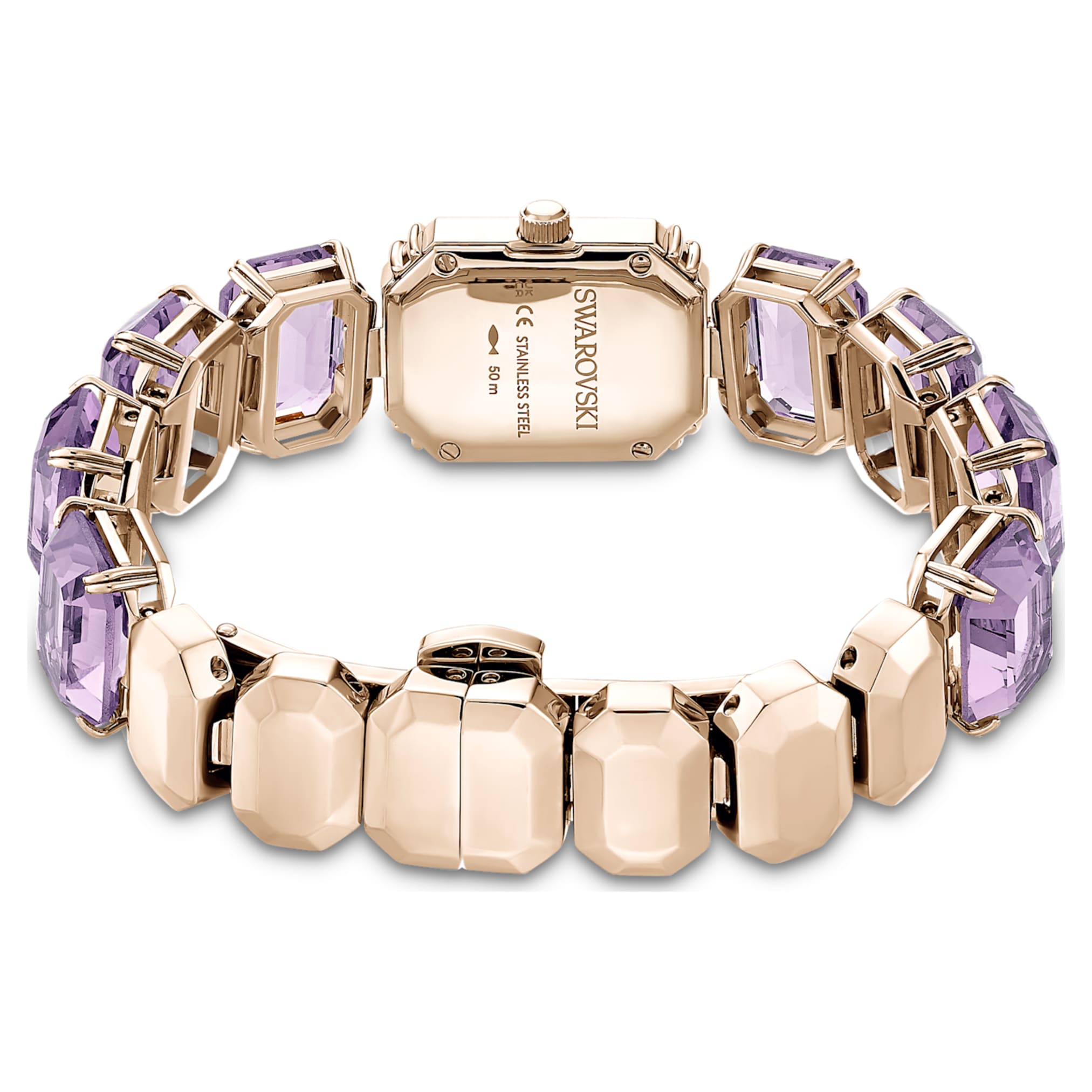 Swarovski Watch Octagon cut bracelet, Purple, Champagne gold-tone finish