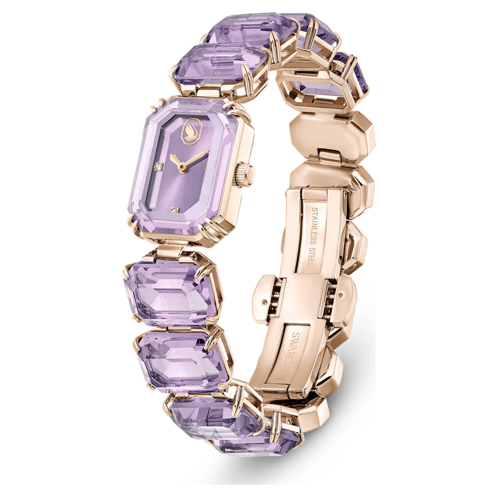 Swarovski Watch Octagon cut bracelet, Purple, Champagne gold-tone finish