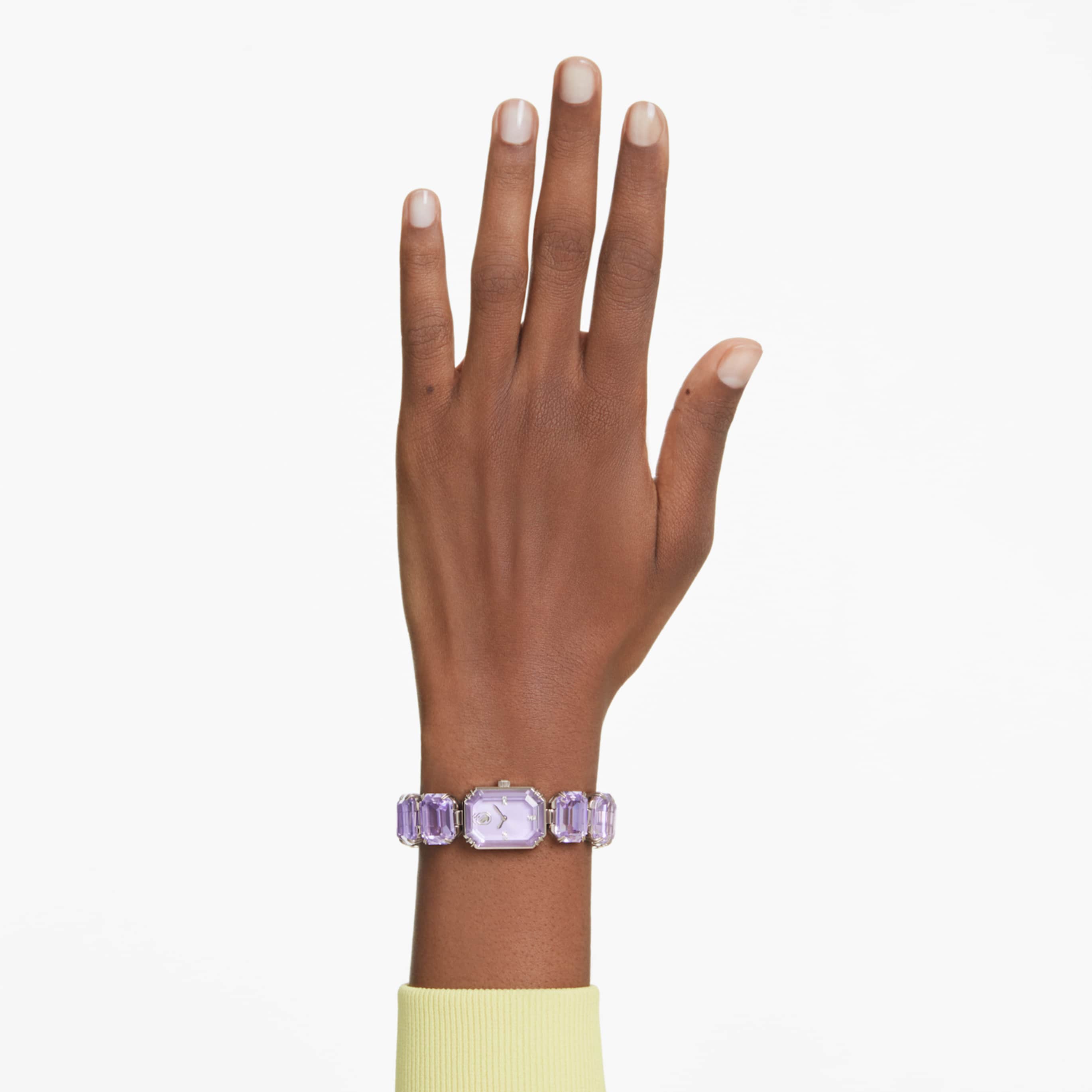 Swarovski Watch Octagon cut bracelet, Purple, Champagne gold-tone finish